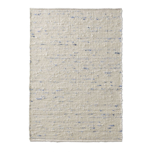 Wollteppich Natur | Reine Schur-Wolle Handweb Teppich im Skandinavischen Design | Blau Meliert